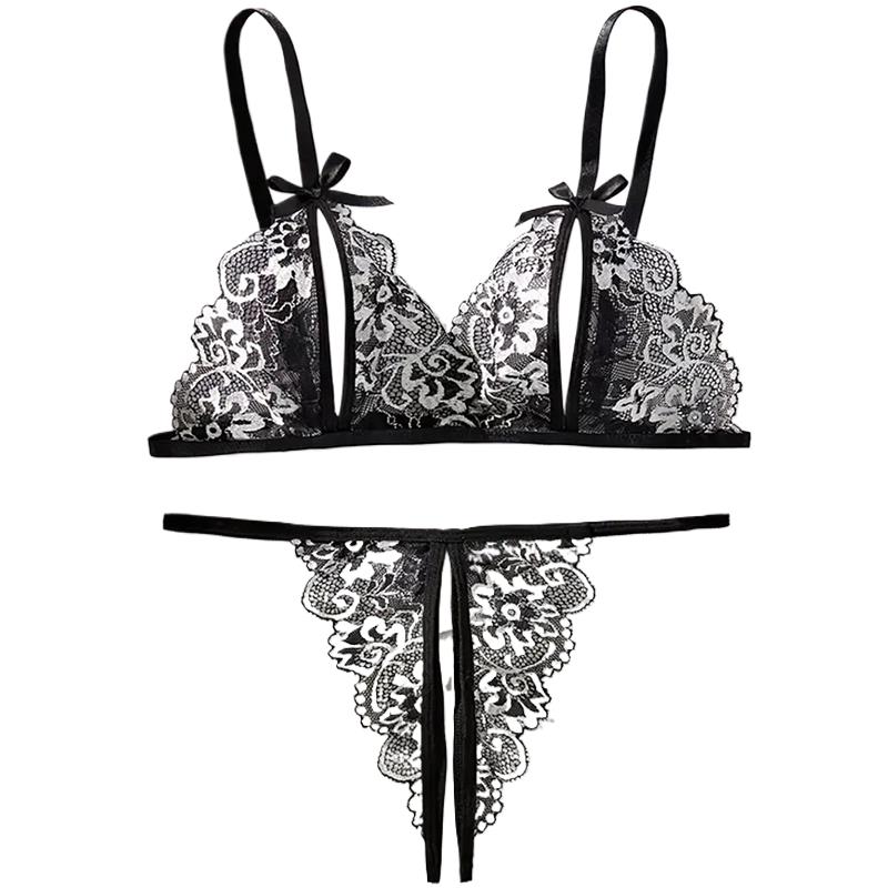 Black Hot Crotchless Sexy Wome - огляд і ціна Lace Bralette Set