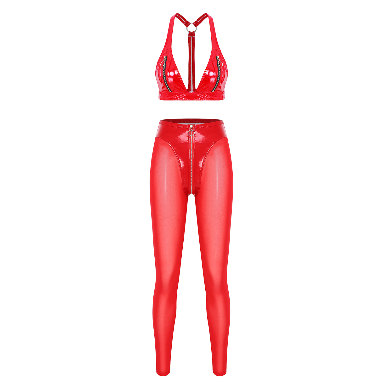 Women Glossy Patent Leather Ou - огляд і ціна Sheer Mesh Bra