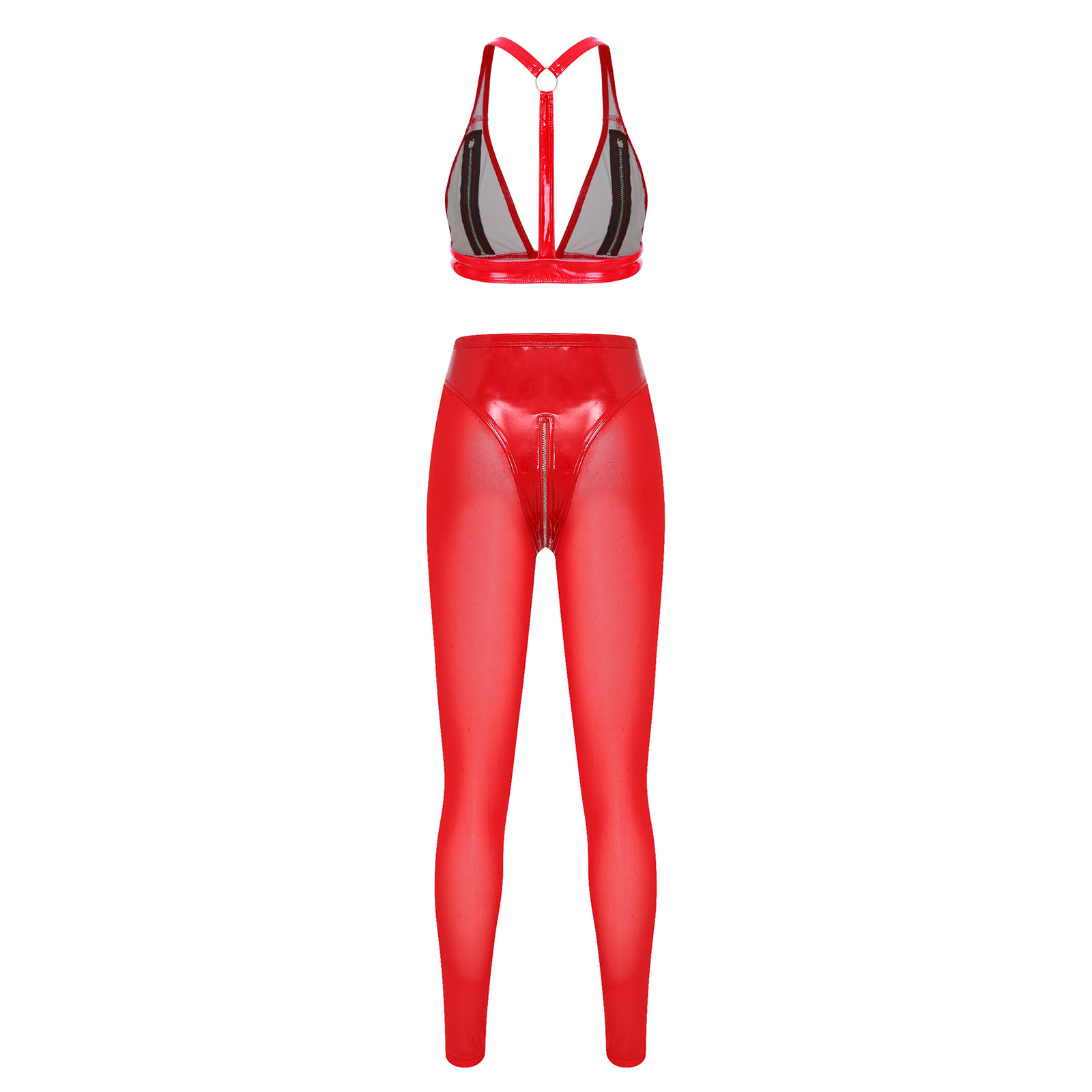 Women Glossy Patent Leather Ou - огляд і ціна Sheer Mesh Bra